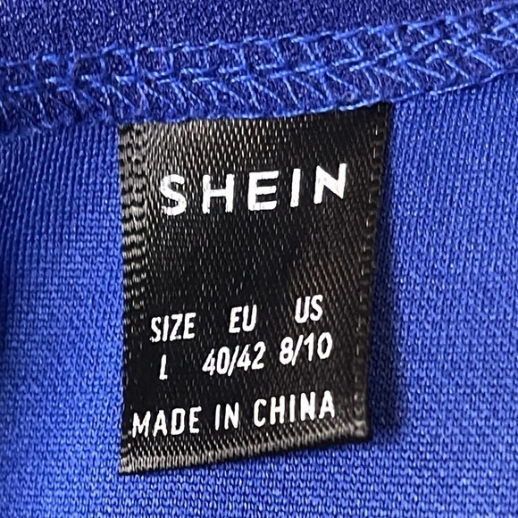 SHEIN Sweetheart Neck Pleated Hem Cobalt Blue Dress Women’s Large 8/10 - Picture 11 of 15
